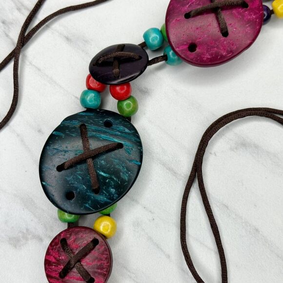 Colorful Coconut Shell Beaded Boho Tie Belt Small (S) ✨ - Picture 11 of 13